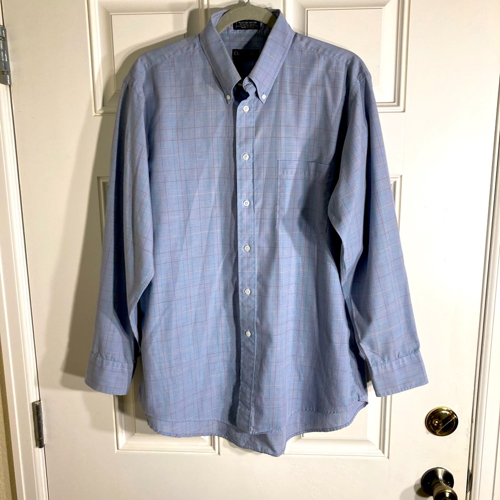 Vintage Christian Dior Monsieur plaid dress shirt